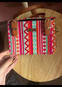 Textured Printed Fabric Block Bag Stylish
