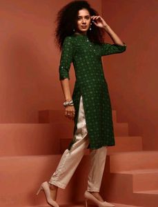 Fusion Green Printed Kurta