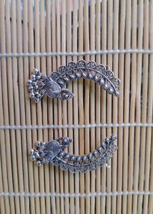 Oxidised Silver Peacock Earrings