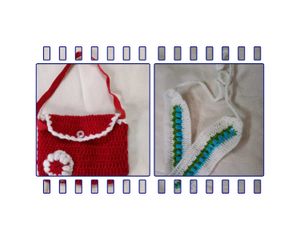 Handmade Crochet Red Bag & White Headband