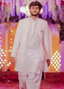 Men's White Ethnic indo western with Kurta Set