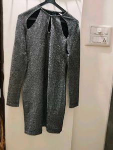 Sparkly Cut-Out Long Sleeve Dress
