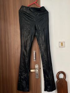 Black Zara  Faux Leather Flare Pants