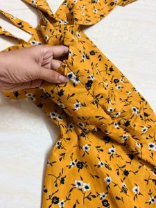 Yellow Floral Spaghetti Strap Dress