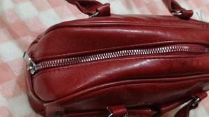 Red Handbag with Pearl Detail