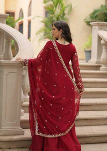 Elegant Maroon Embroidered Ethnic Gown
