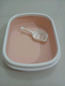 Pink Cat Litter Box with Scoop