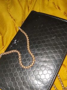 Chic Black Clutch with Gold Hardware