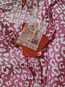 Pink Leopard Print Ruffled Top