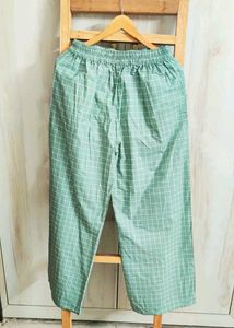 Mint Green Plaid Culotte Pants Size-30