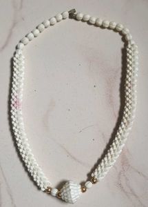 Unique White Shell & Gold Bead Necklace