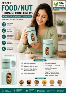 Set of 2 Food/Nut Storage Containers