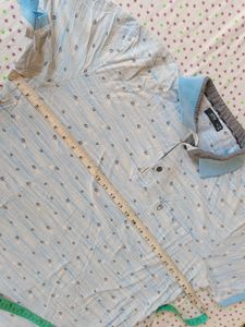 Men's Light Blue Printed Polo Shirt