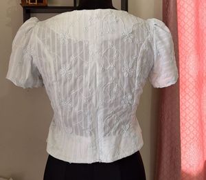 Embroidered Peplum Blouse