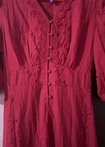 pink embroidery dress