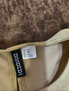 H&amp;M Sparkly Gold Long Sleeve Dress