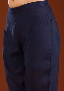Embroidered Navy Blue Kurta