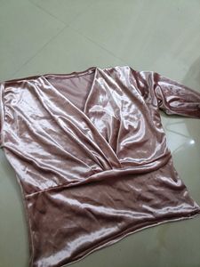 Velvet Wrap Long Sleeve Top