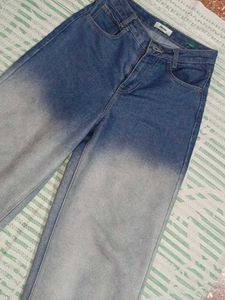 Wide Leg Ombre Denim Jeans