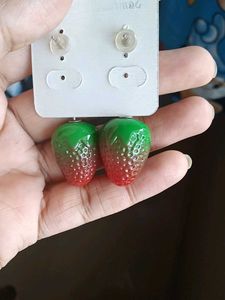 Green Strawberry Earrings