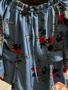 Blue Floral Off-Shoulder Top