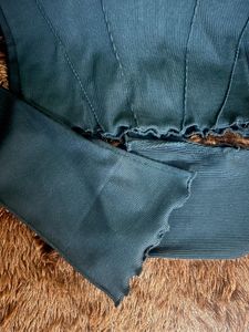 Ribbed Corset Style Long Sleeve Top