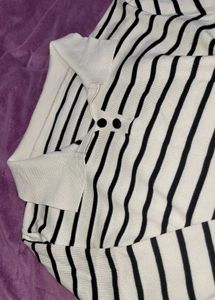 Striped Polo Neck Sweater