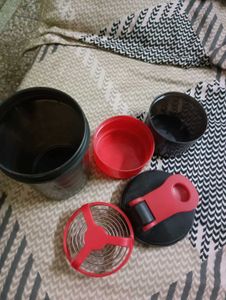 Black Shaker Bottle with Red Lid
