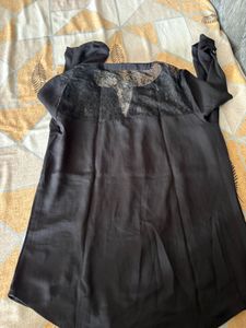 Elegant Black Lace Trim Blouse