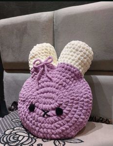 Handmade Crochet Bunny Pillow (Soft Plush Cushion)