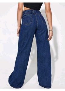 High-Waisted Wide Leg Denim Jeans