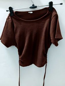 Ribbed Brown Crop Top