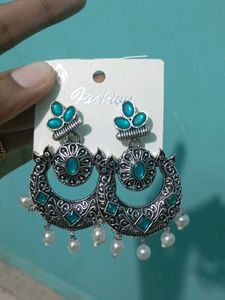 Designer Teal &amp; Pearl Drop Earrings