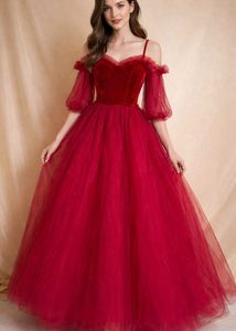 Stunning Red Velvet & Tulle Gown