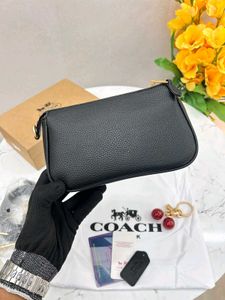Coach Black Leather Camera Bag with Cherry Charm