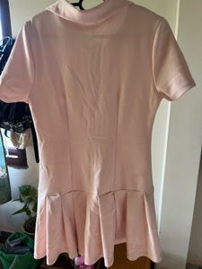 Chic Pink Shirt Dress with Pleated Skirt