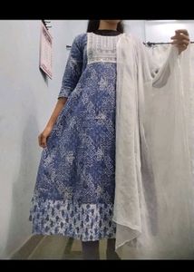 Elegant Blue Printed Kurta Set anarkali gown