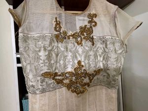 Elegant Cream &amp; Gold Anarkali