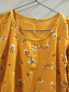 Yellow Floral Print Kurta