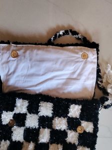 Chic Checkered Fluffy Sling Bag