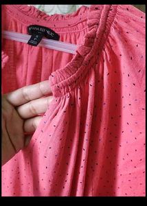 Coral V-Neck Top