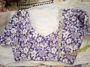 Floral Print Purple Blouse