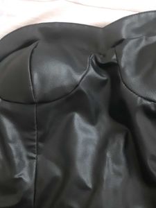 Black faux leather tube dress