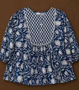 Blue Floral Print Kurta