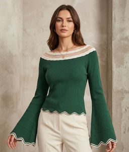 Chic Green Bell Sleeve Top