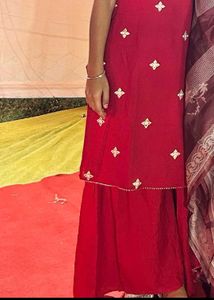 Elegant Red Embroidered Kurta Set