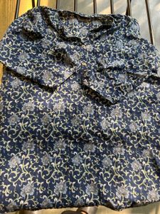 Blue Floral Print Kurta