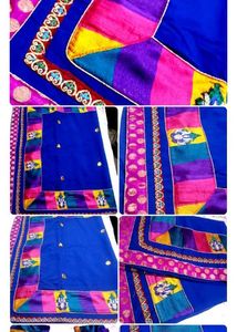 Elegant Blue Saree with Colorful Accents
