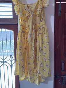 Cute Yellow Floral Mini Dress