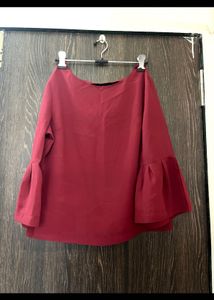 Maroon Bell Sleeve Top